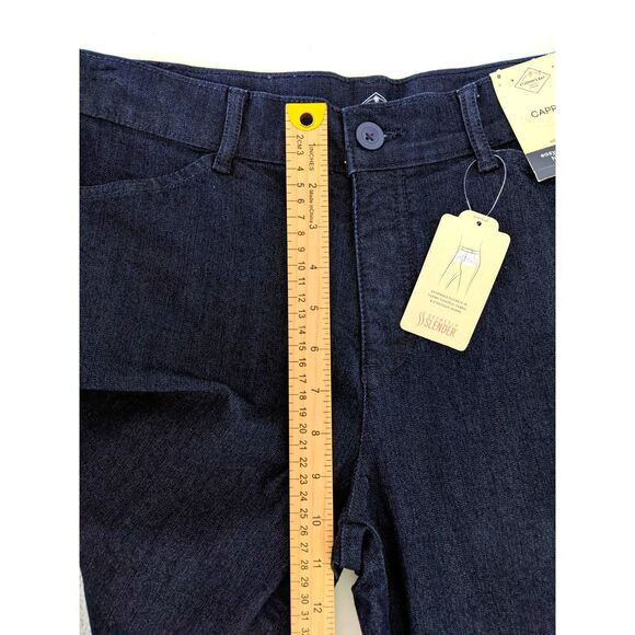 NEW Women's St. John's Bay Blue Mid Rise Stretch Tummy Control Denim Capri Jeans - Picture 5 of 8
